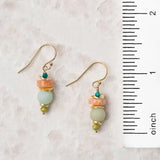 Peach Moonstone & Olive Jade Simple Earrings
