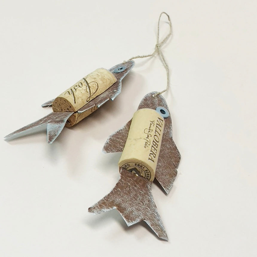 Fishing Ornament, Fishing Lure and Wine Cork Christmas Ornament