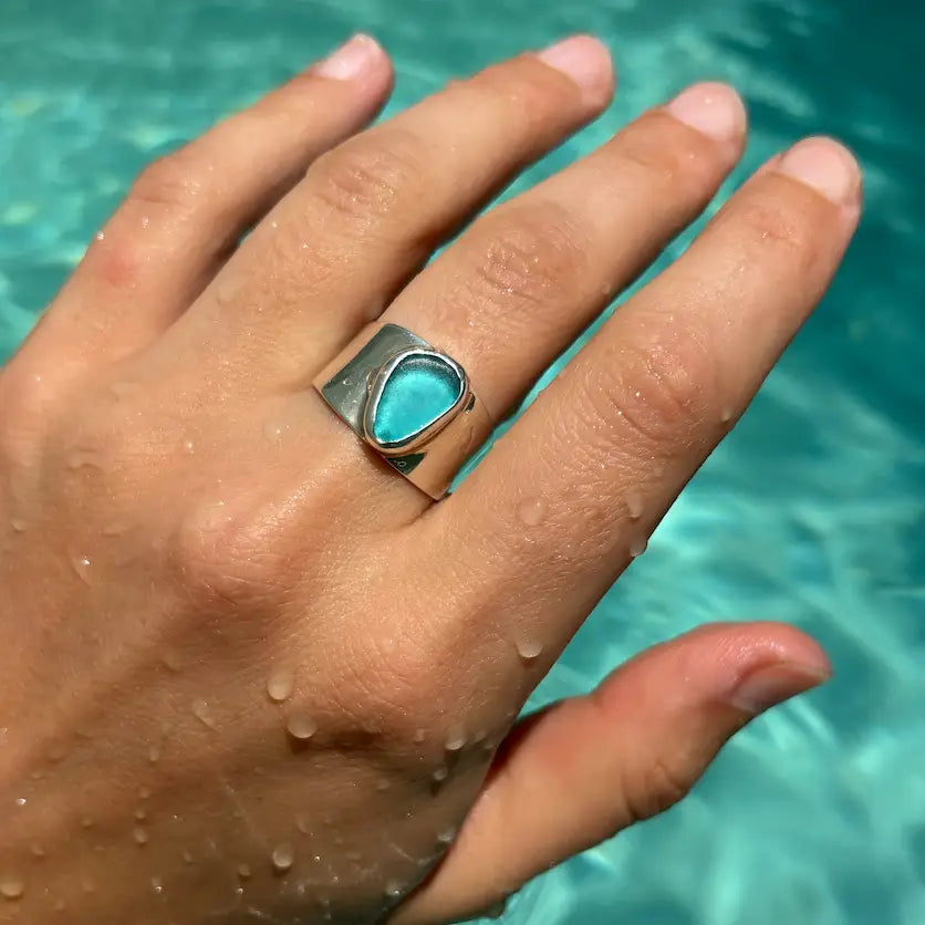 Sea Glass Ring Bold Band