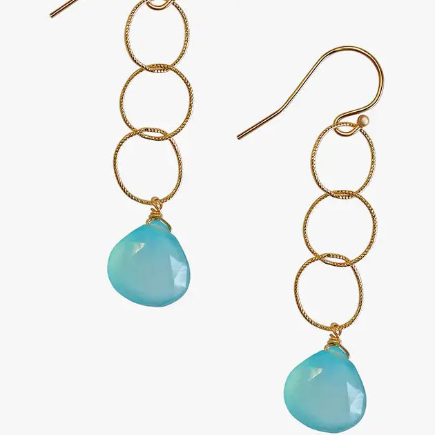 Aqua Blue Chalcedony Briolette Earrings