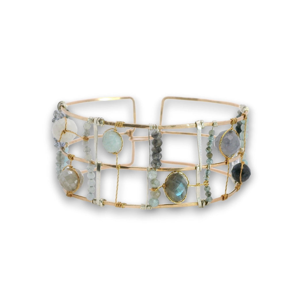 Aquamarine Plaid Cuff Bracelet