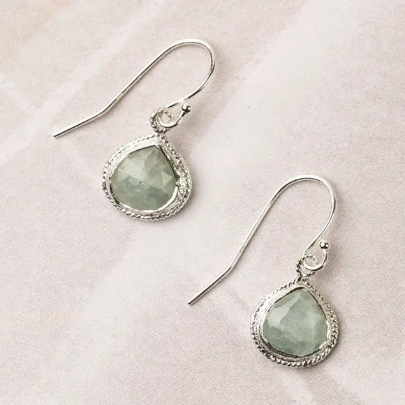 Aquamarine Simple Silver Earrings