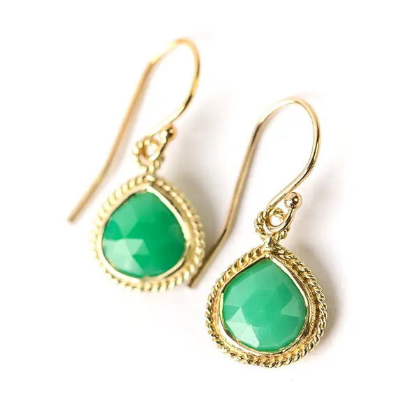 Chrysoprase Bezel Earrings