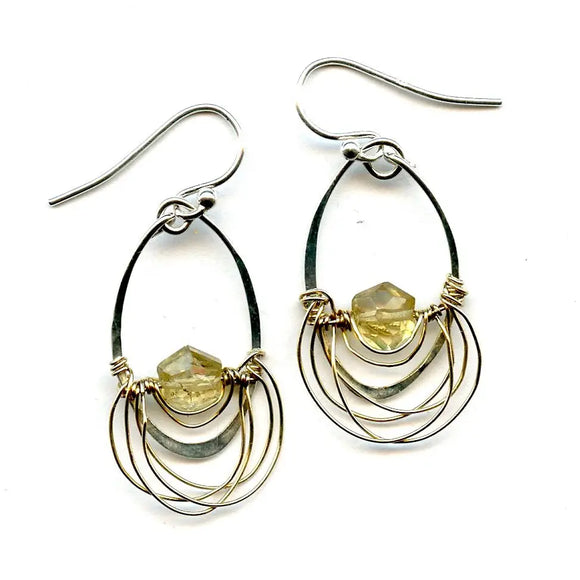 Summer Citrine Hexagon Earrings