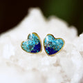 Heart Post Crushed Gemstone Earrings