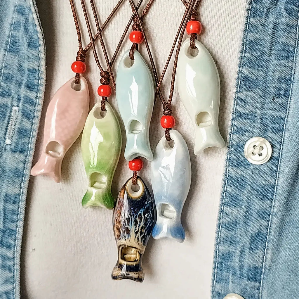 Ceramic Fish Whistle Necklace