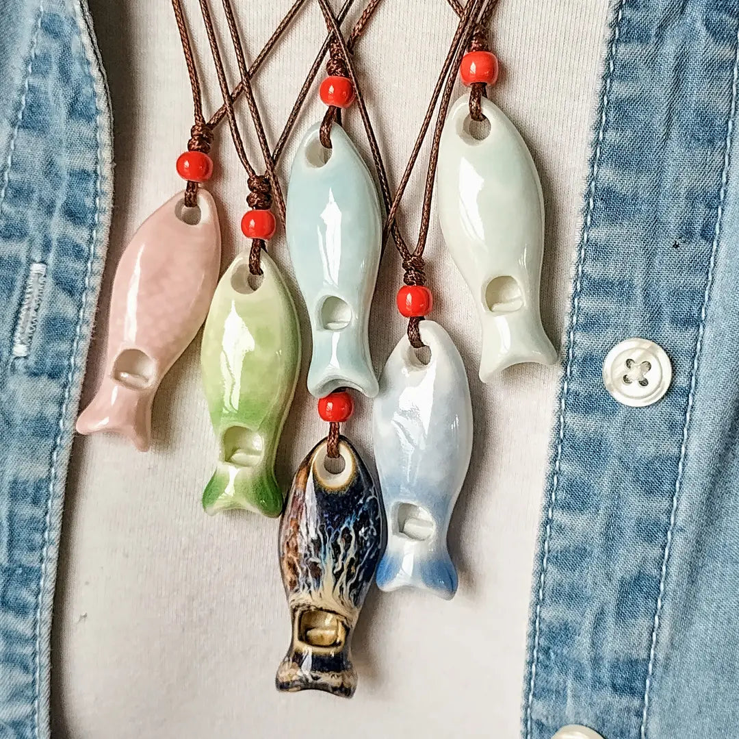Ceramic Fish Whistle Necklace