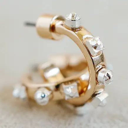 Mixed Metal Huggie Earrings