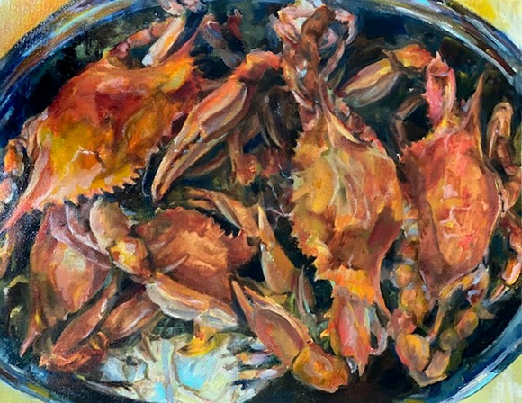 BLUE CRABS - COOKED oil painting by Judy Adamick