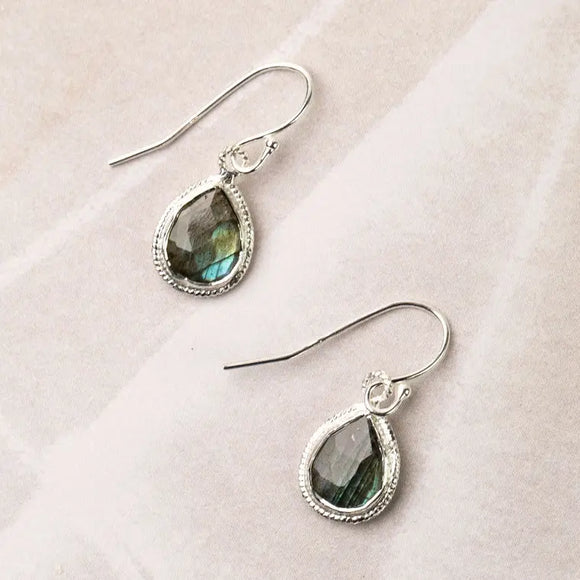 Labradorite Simple Silver Earrings