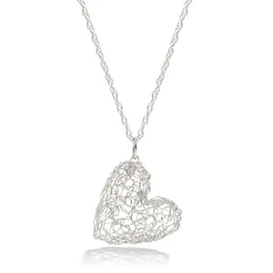 Silver Lace Heart Necklace