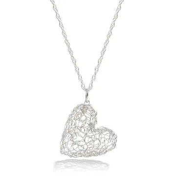 Silver Lace Heart Necklace