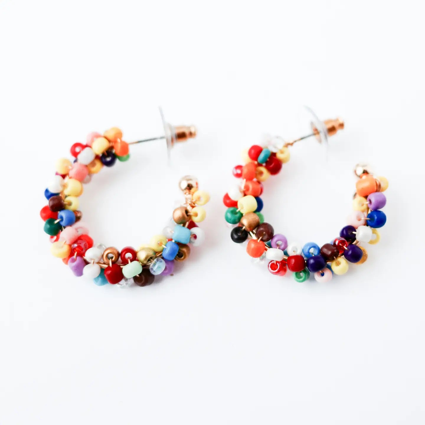 Multicolor Beaded Hoop Earrings