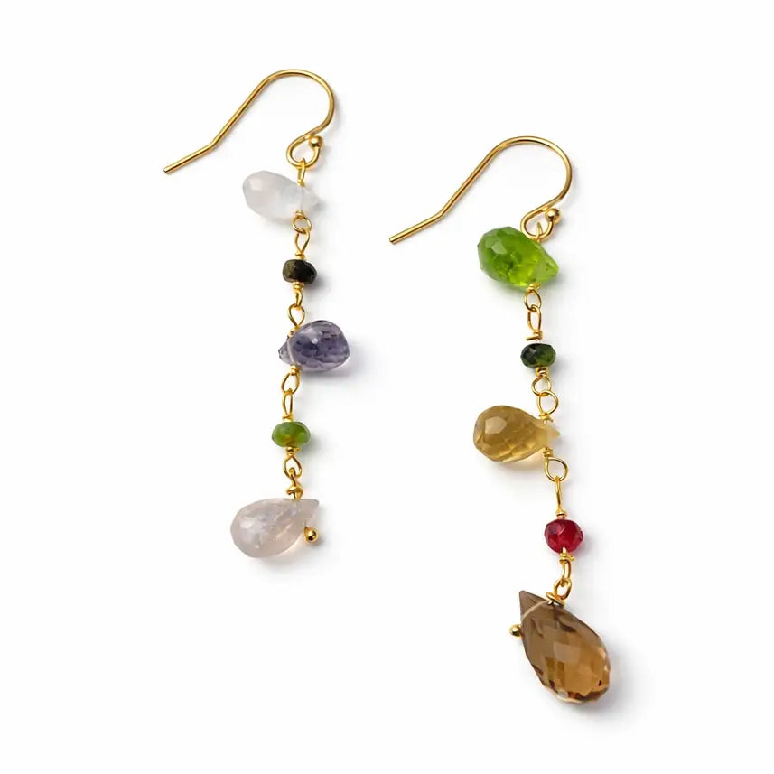 Semi Precious Stone Dangle Earrings