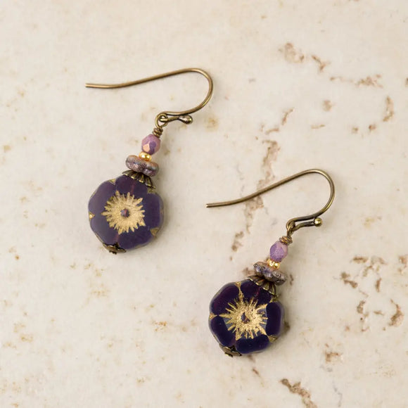 Purple Flower Earrings