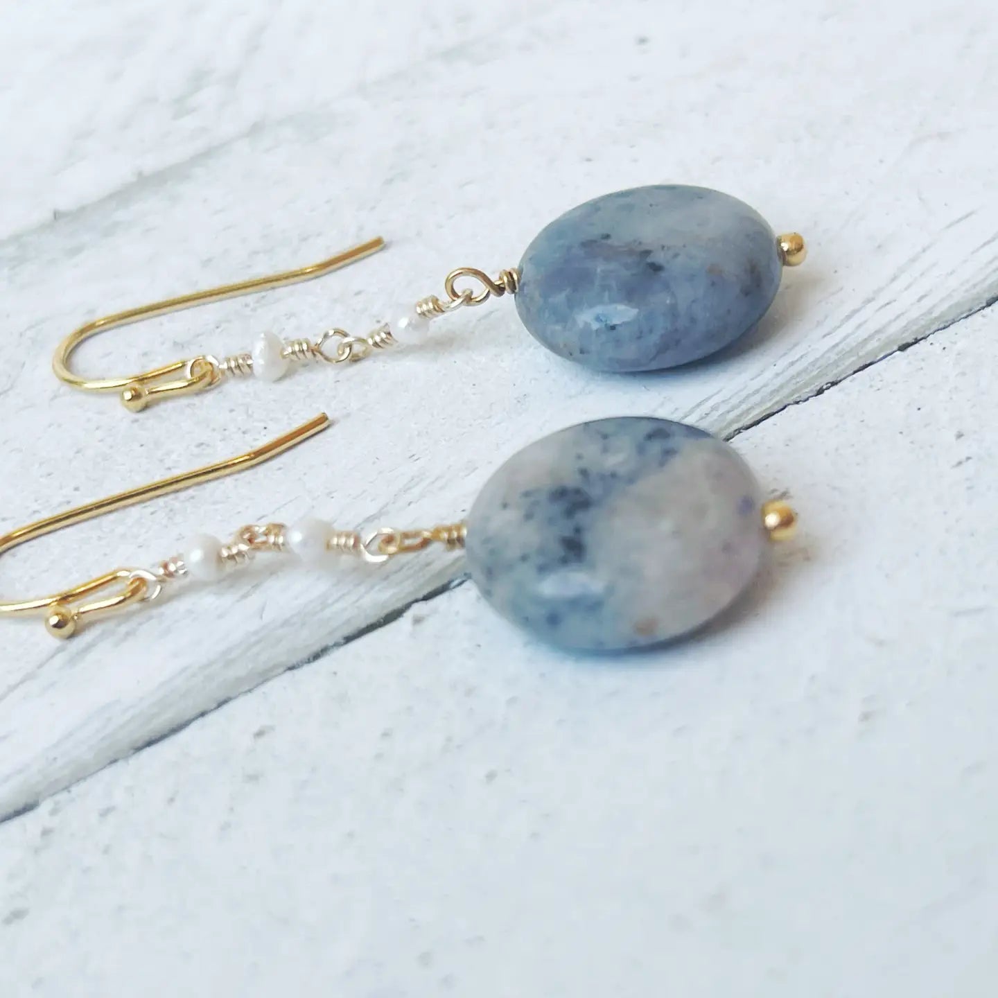 Sodalite & Pearl Earrings