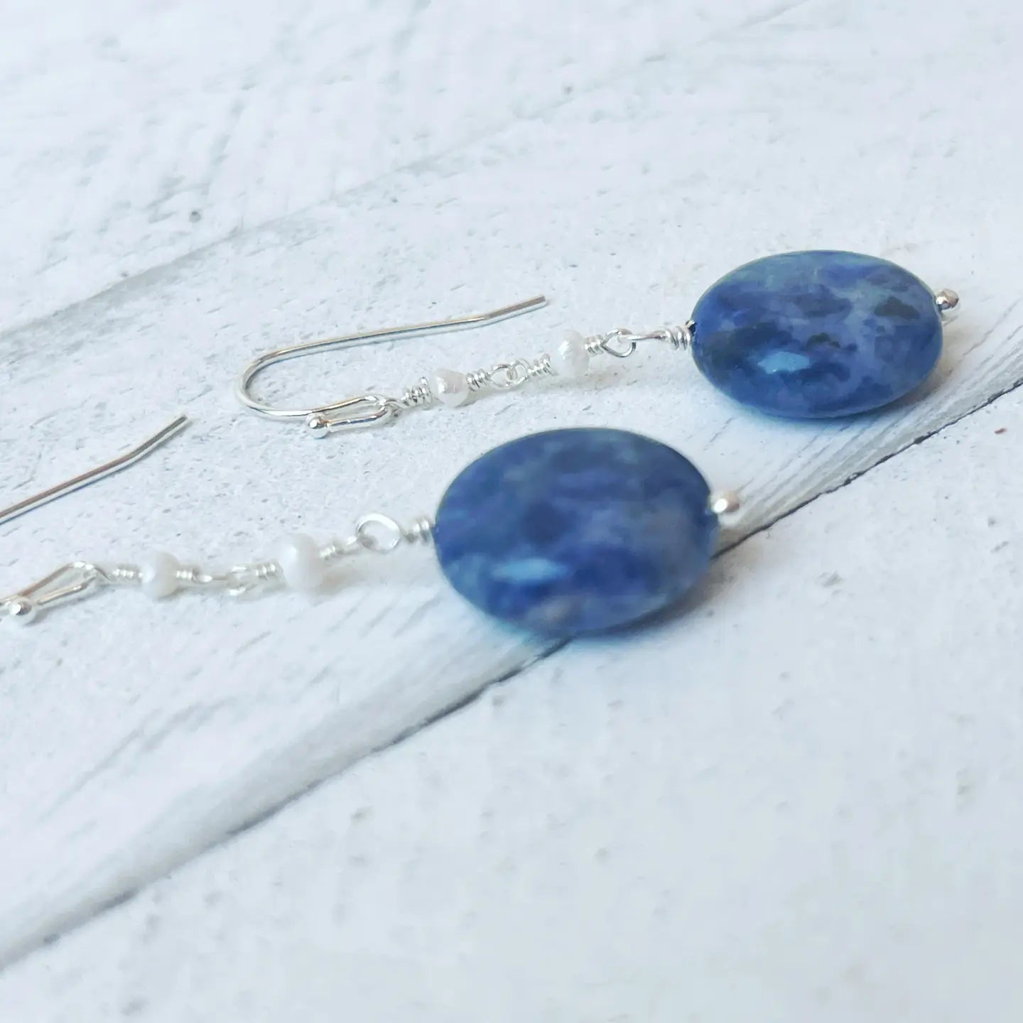 Sodalite & Pearl Earrings