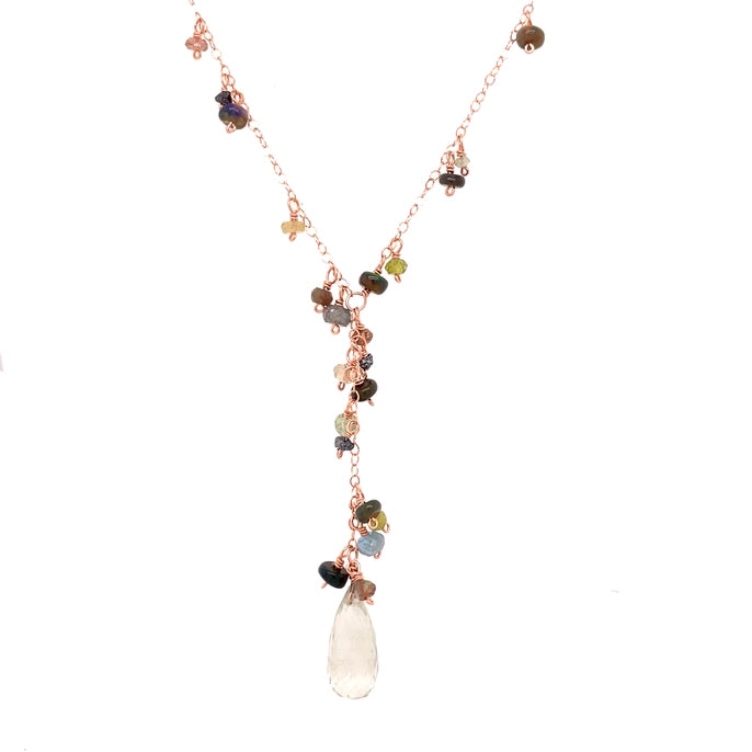 Y Gemstone Cluster Necklace