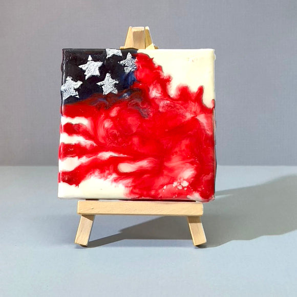 AMERICAN FLAG mini encaustic painting by Wendy Vogel