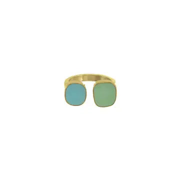 Double Sea Glass Ring - Gold