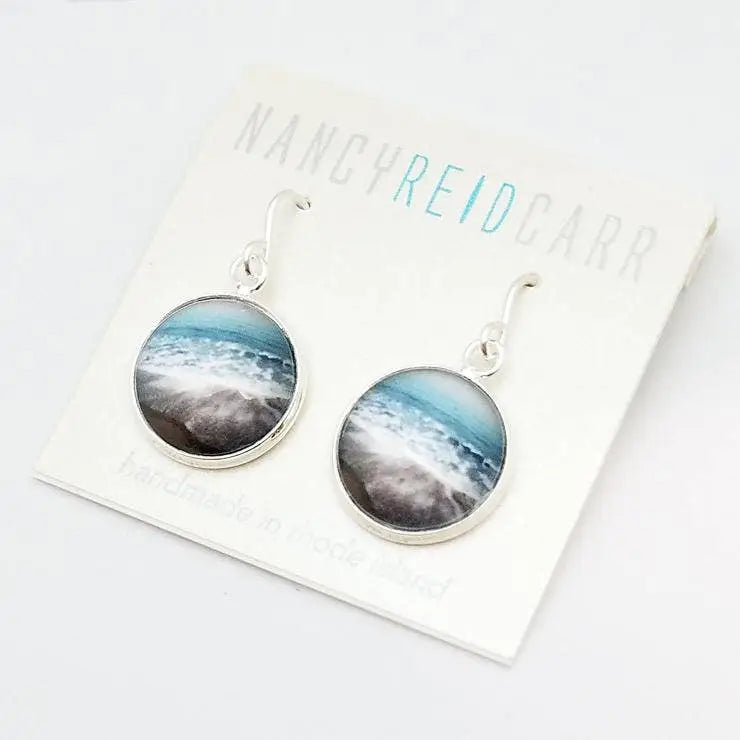 Aqua Sea Beach Watercolor Drop Earrings