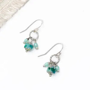 Aqua Glass Cluster Earrings