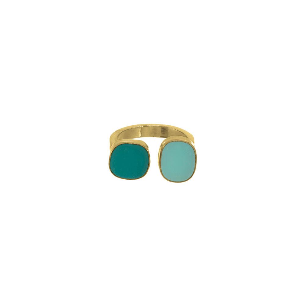 Double Sea Glass Ring - Gold