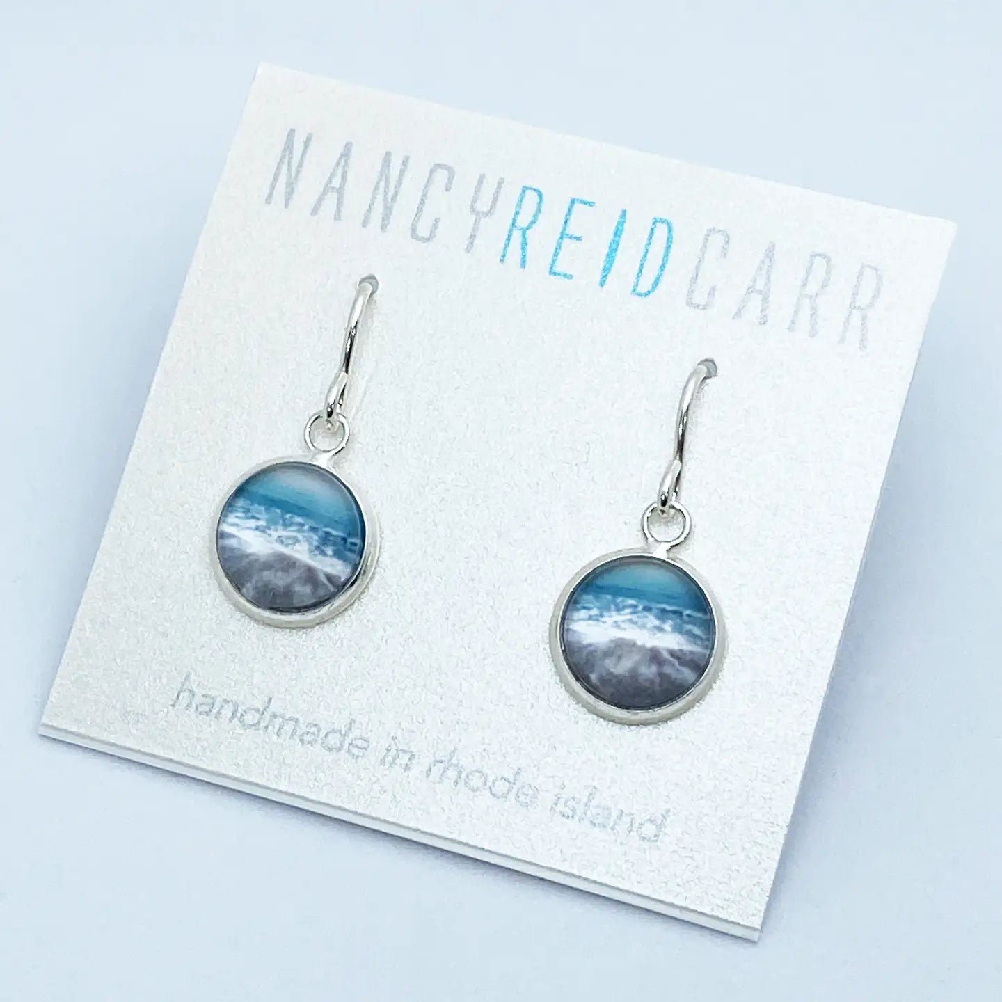 Aqua Sea Beach Watercolor Drop Earrings