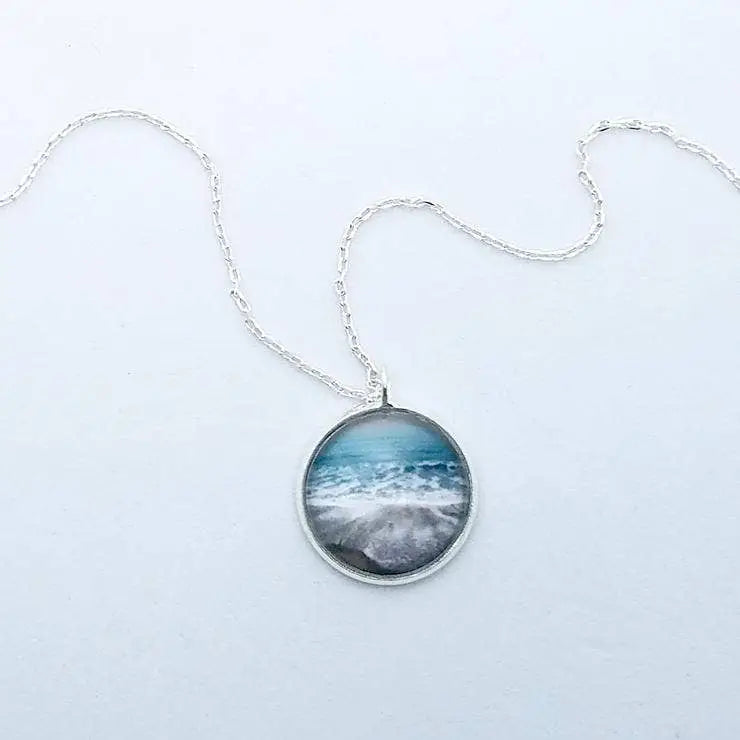 Aqua Sea Beach Watercolor Necklace