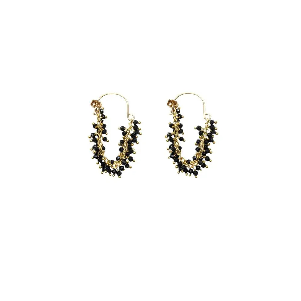 Black Spinel Fringe Earrings