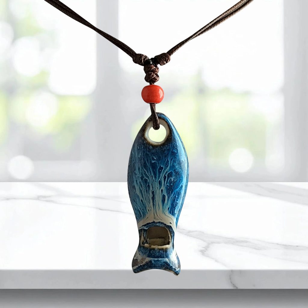 Ceramic Fish Whistle Necklace