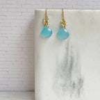 Blue Chalcedony Pearl Cluster Earrings