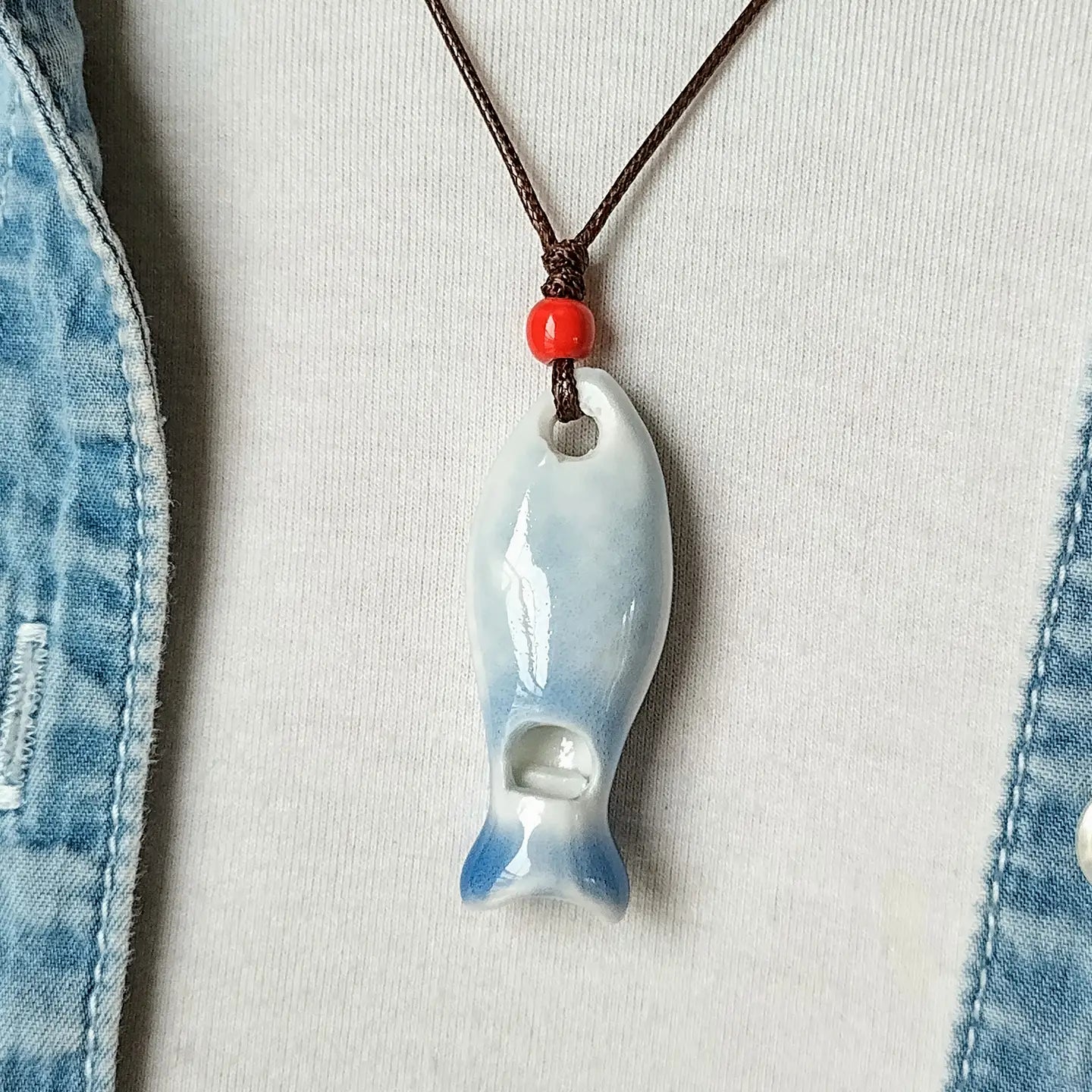 Ceramic Fish Whistle Necklace