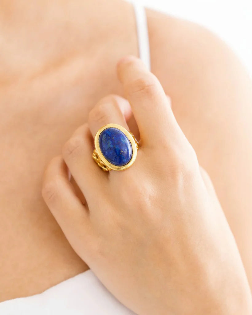 Blue Lapis Cabochon Ring