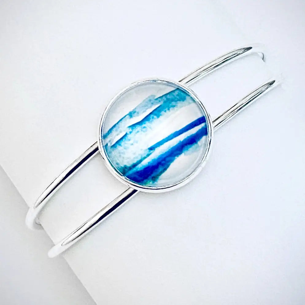 Watercolor Blue Breeze Bangle Cuff Bracelet