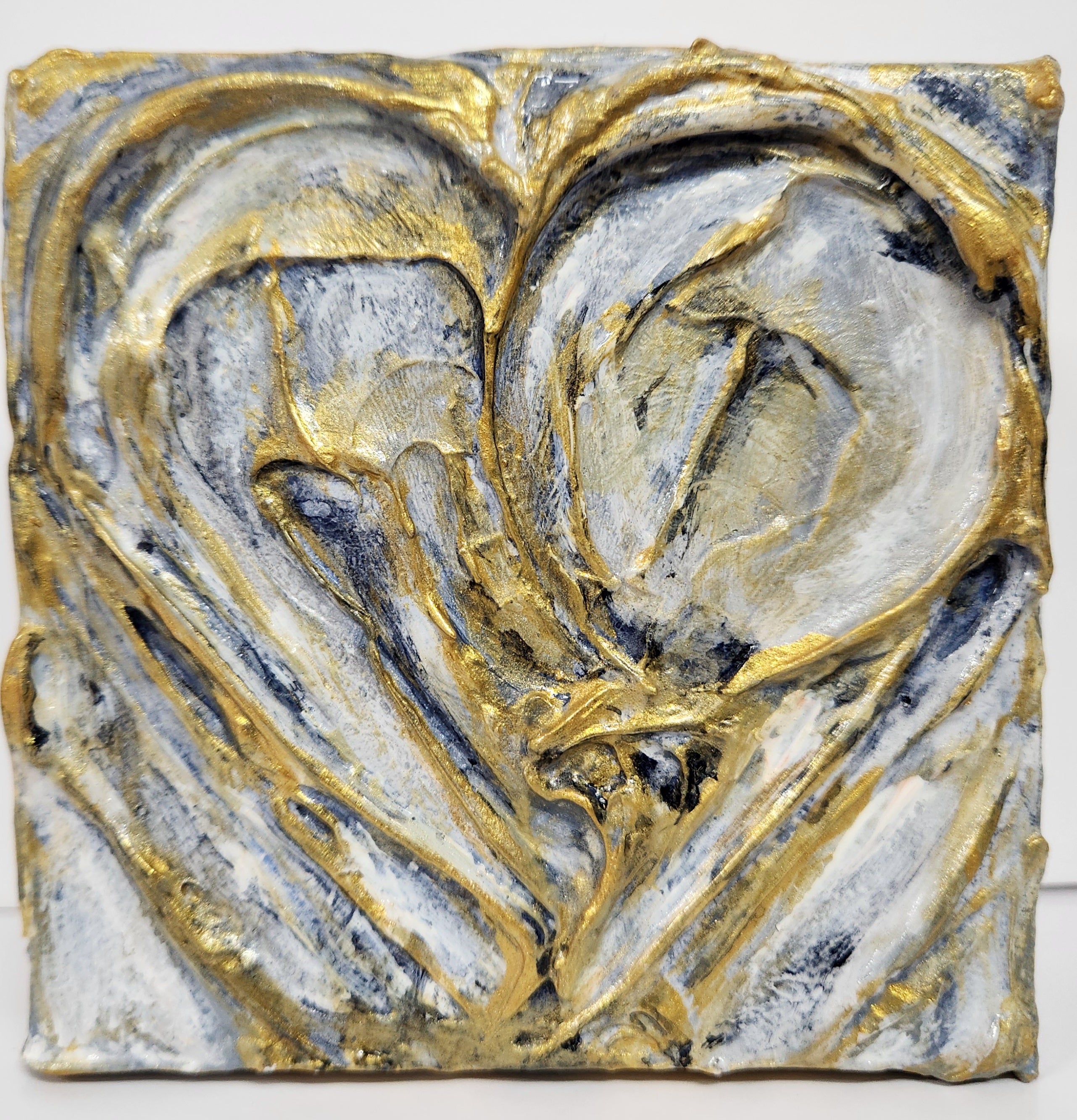 LOVE 4 x 4 mixed media painting by Mary Louise Nechtman