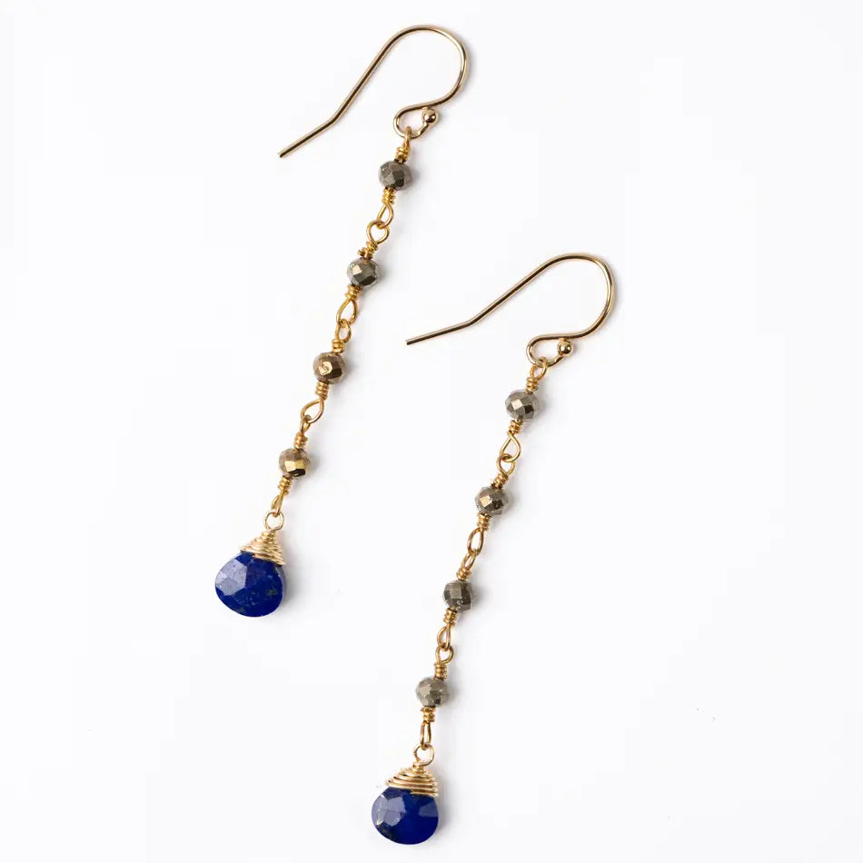 Long Lapis Simple Earrings
