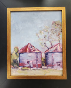 CAROLINA GRAIN BINS oil painting by Helen Newton