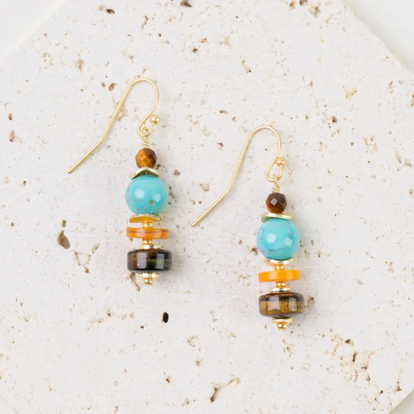 Cat's Eye & Turquoise Simple Earrings
