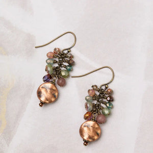 Copper Coin Pearl Earrings