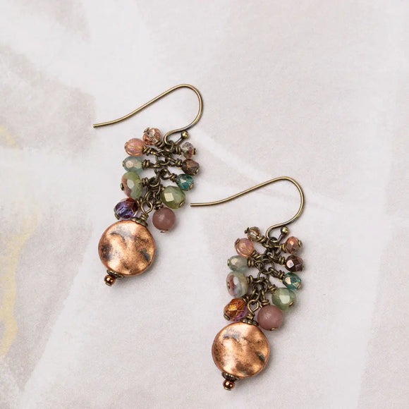 Copper Coin Pearl Earrings