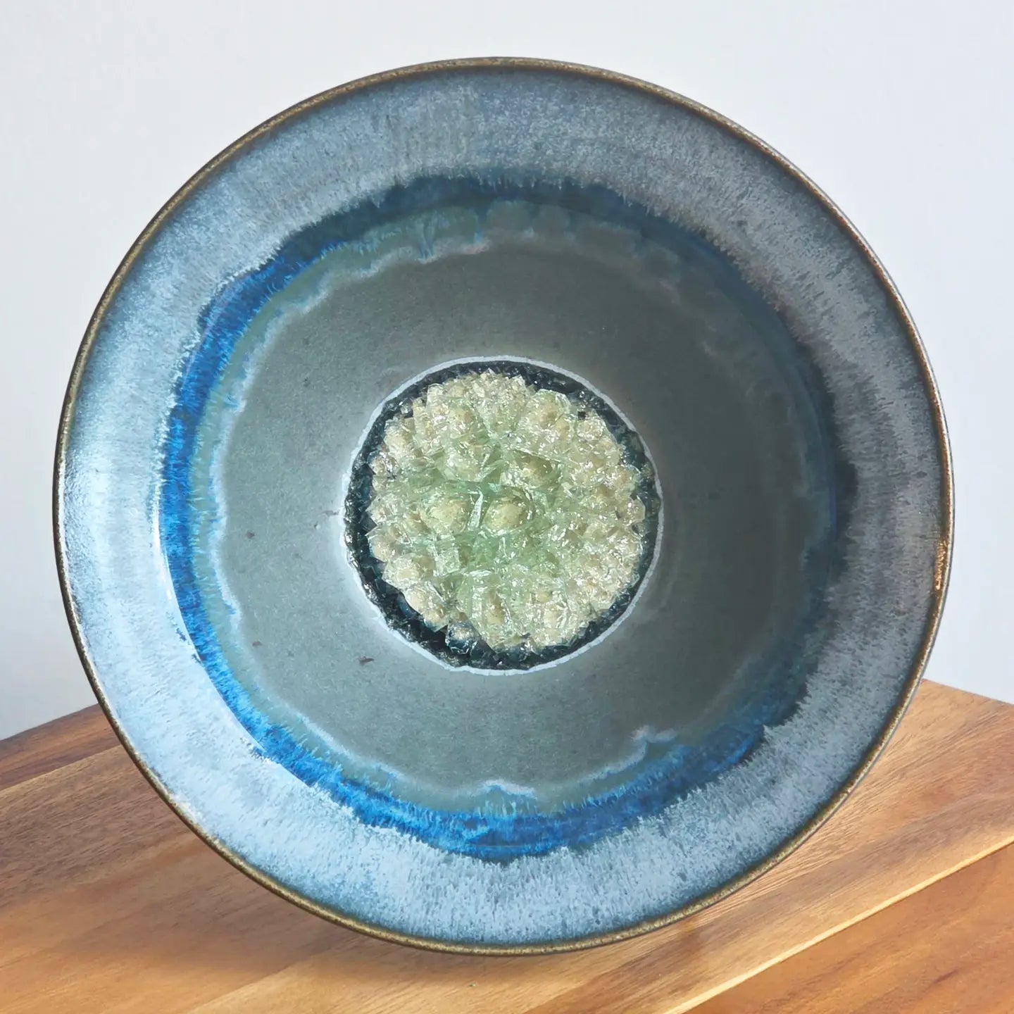 Small Flared Bowl with Crackle Glass