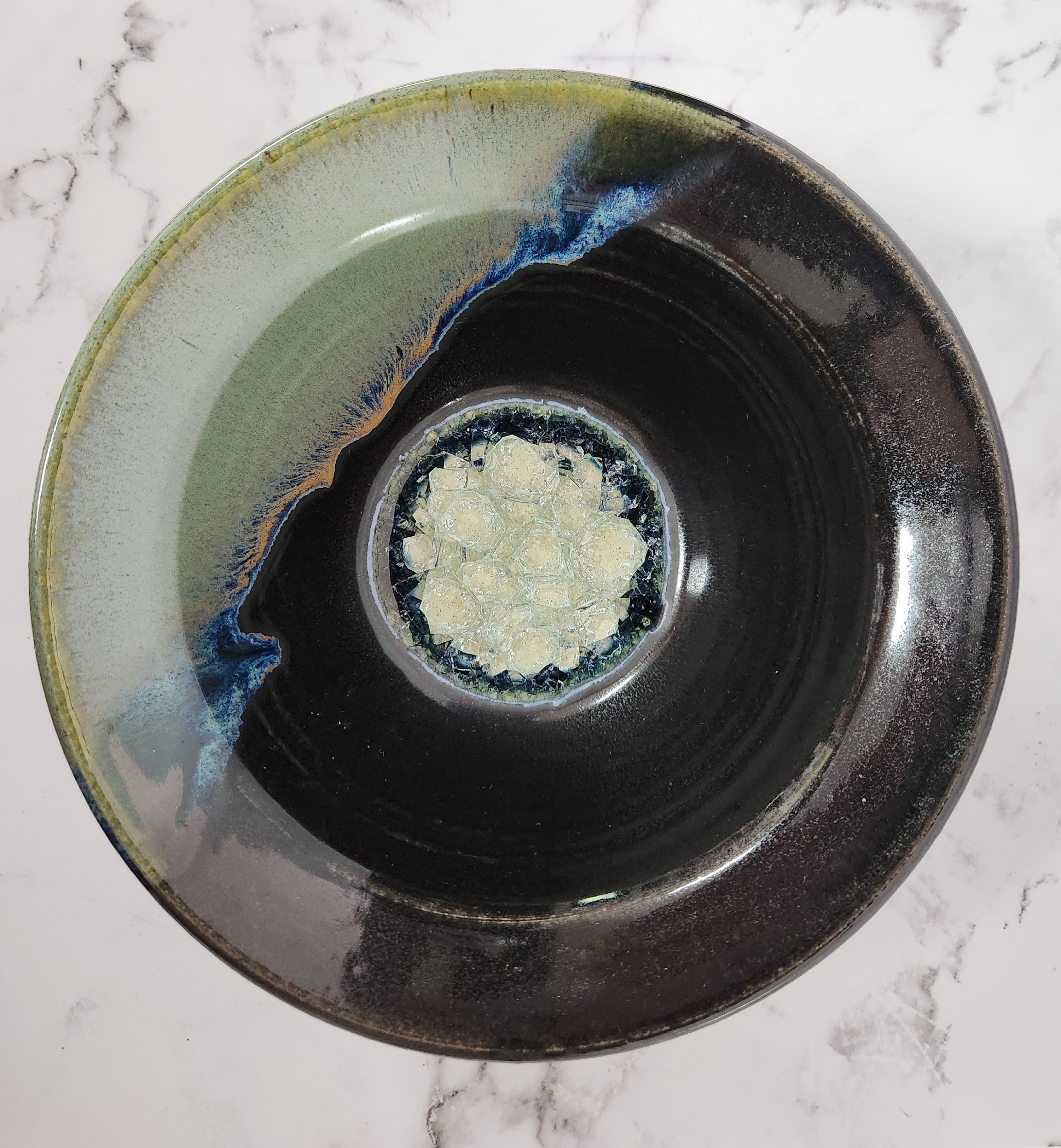 Small Flared Bowl with Crackle Glass