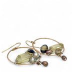 Embroidered Quartz Hoop Earrings