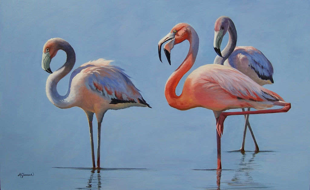 FLAMINGOS oil painting by Holly Glasscock