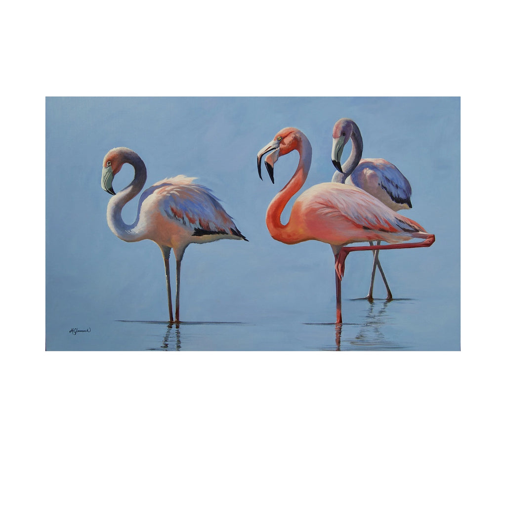 FLAMINGOS oil painting by Holly Glasscock