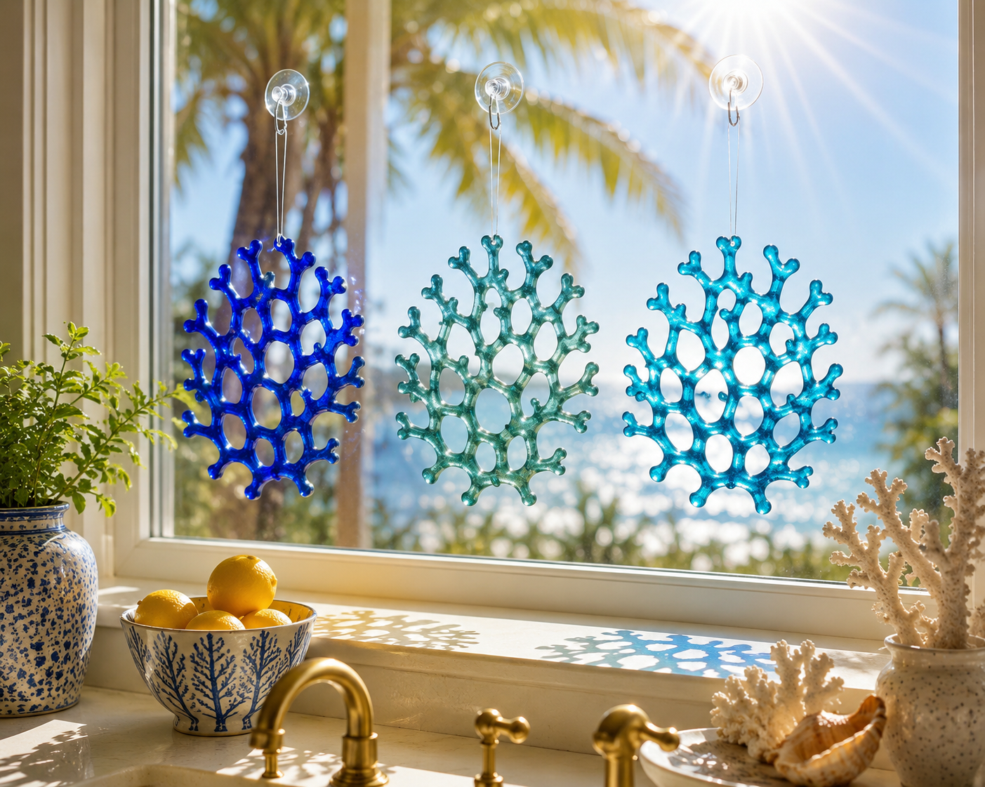Glass Coral Suncatcher