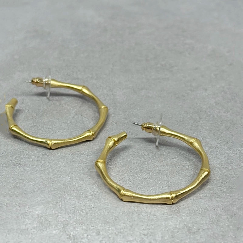 Gold Bamboo Hoop Earrings