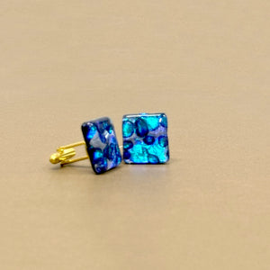 Glass Square Cufflinks with Gold Findings