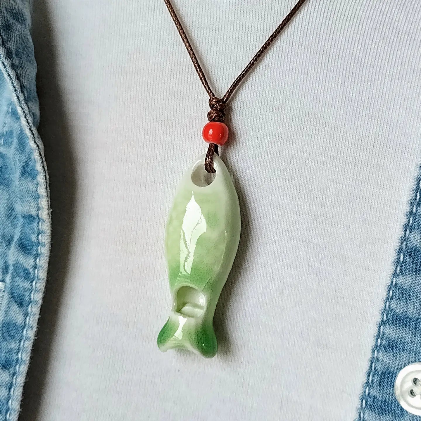 Ceramic Fish Whistle Necklace